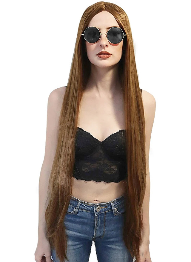 Long 100cm Straight Brown Hippie Cousin It