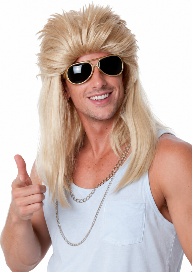 Mullet - 80's Mudflap Blonde Mullet Wig