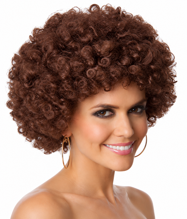 Party Afro (Brown) Costume Wig - Unisex - by Allaura