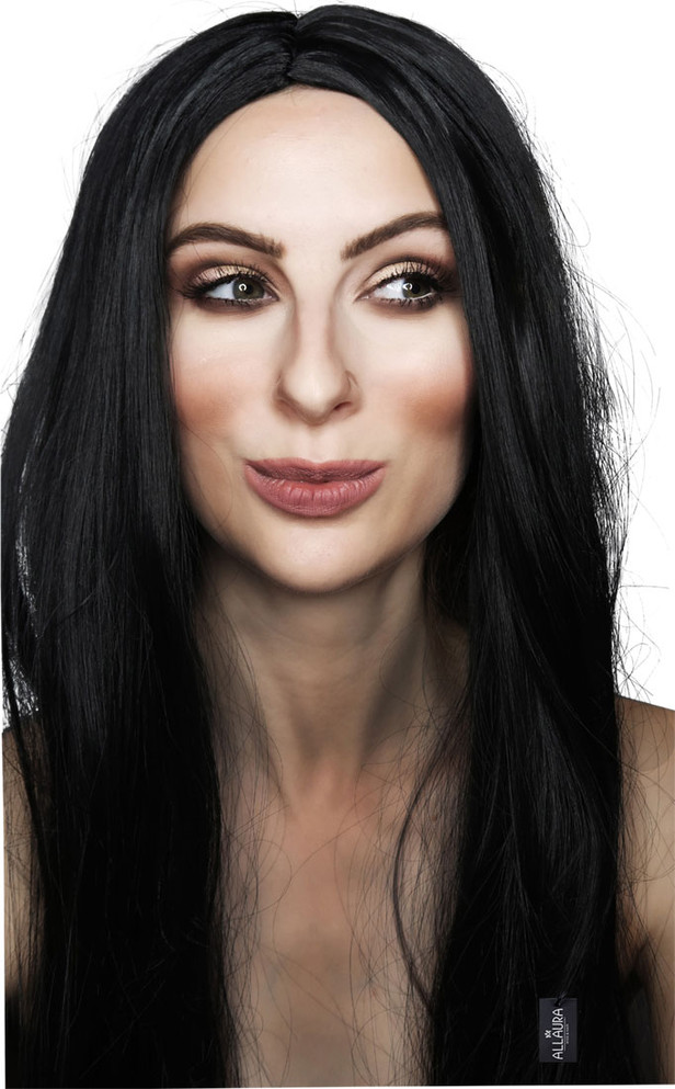 70's Cher - Long Black Costume Wig (High Quality Fibre) - by Allaura