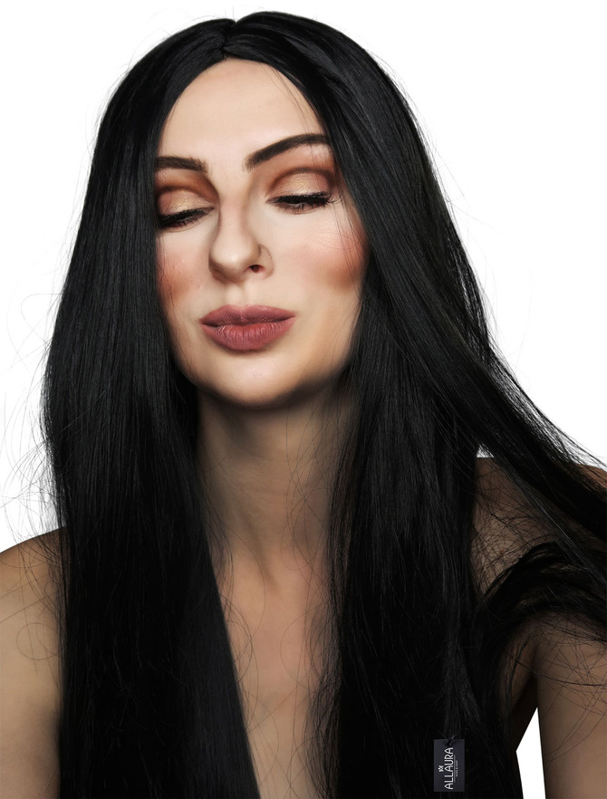70's Cher - Long Black Costume Wig (High Quality Fibre) - by Allaura