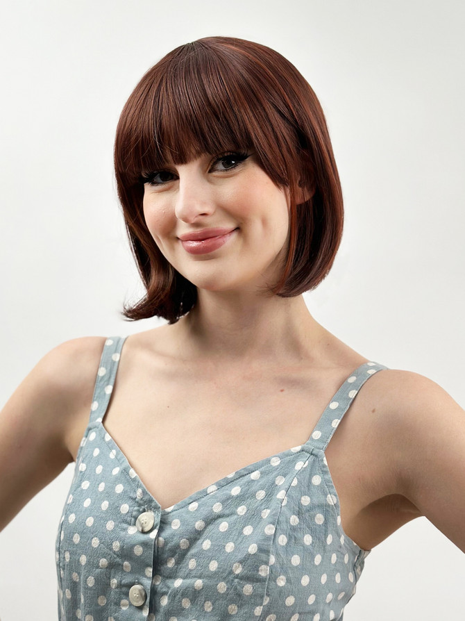 Ally (Dark Auburn Highlighted with Fox Red 33H130) Premium Fashion Wig - Heat Resistant