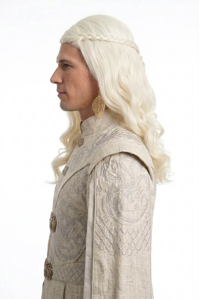 DELUXE Blonde  Medieval Dragons Braids Renaissance Blonde Costume Wig - by Allaura