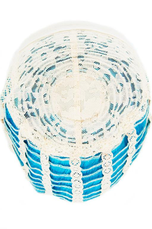This wig has a monofilament lace cap with adjustable size straps inside.