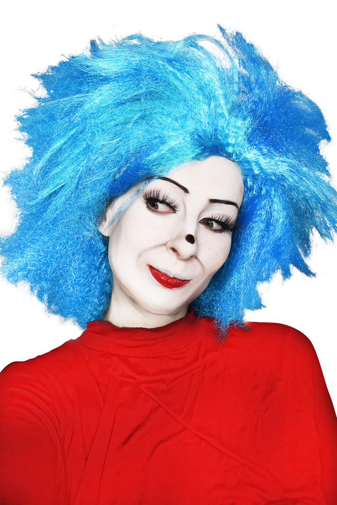 Thing 1 Thing 2 Wig Inspired Blue Dr Seuss Costume Book Week Wigs (Unisex) - by Allaura