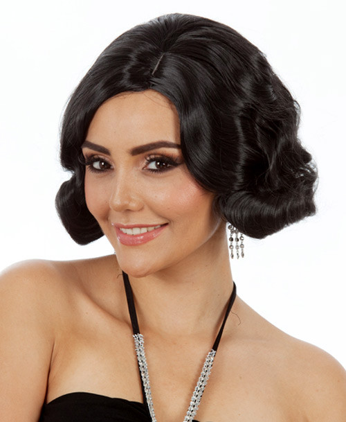 DELUXE Black Flapper 1920's Finger Wave Costume Wig - by Allaura - The ...