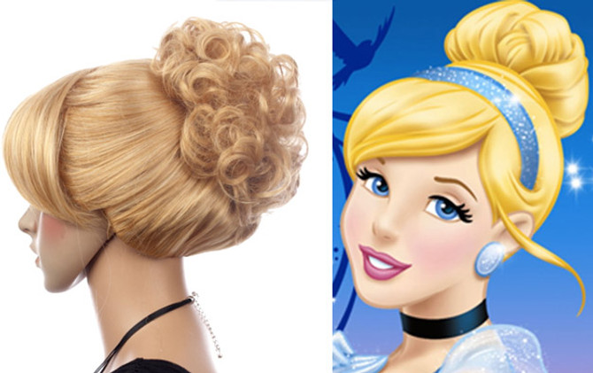 DELUXE Cinderella Blonde Bun Costume Wig - High Quality