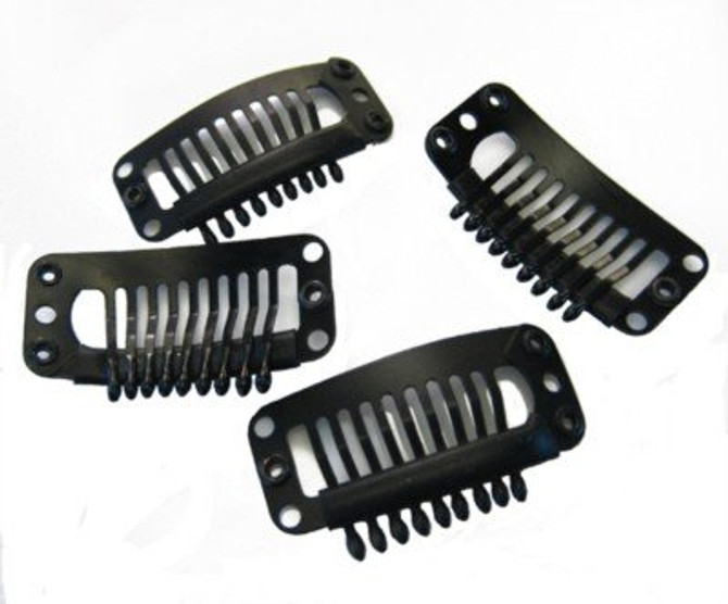 CLIPS - Large Black Wig / Extensions Snap Clips DIY use - Pack of 10