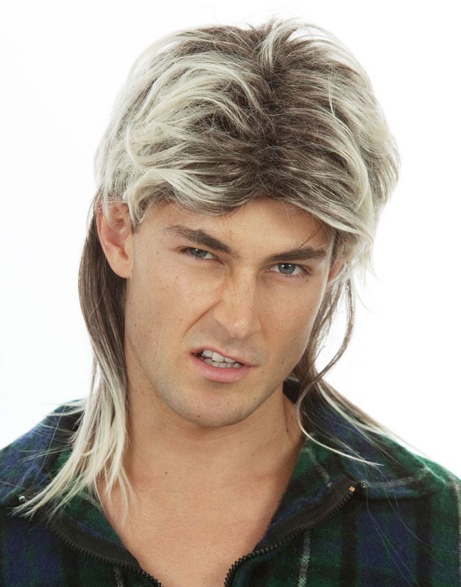 Two Tone Mens Redneck Mullet Costume Wig - by Allaura