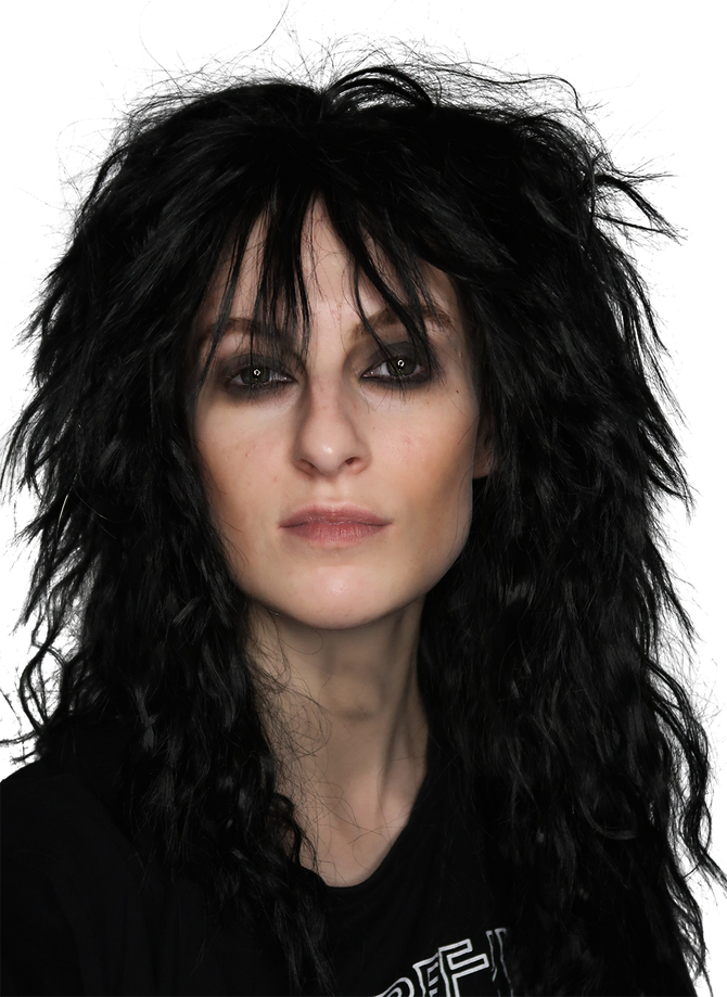 80's Black Glam Rock God Mens Rocker Costume Wig - by Allaura