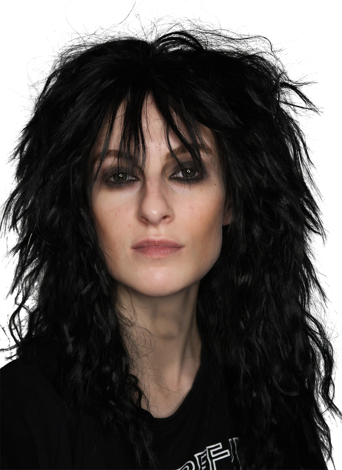 80's Black Glam Rock God Mens Rocker Costume Wig - by Allaura