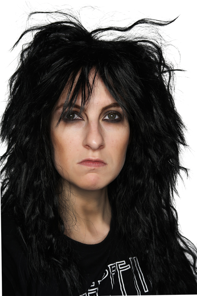 80's Black Glam Rock God Mens Rocker Costume Wig - by Allaura