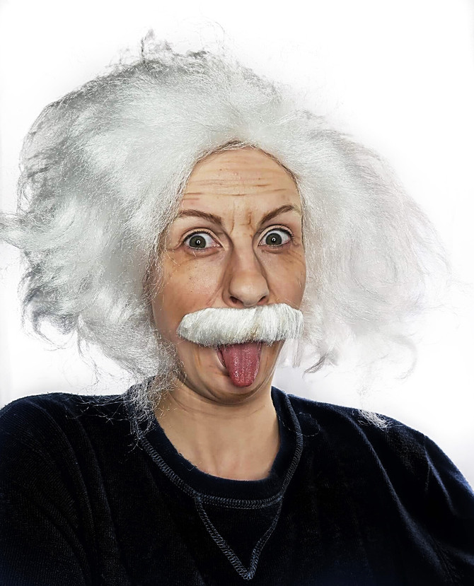 Embrace genius or madness with our Einstein White Costume Wig and mustache set, perfect for portraying Einstein himself, a mad scientist, or even a zombie with a flair for the scientific