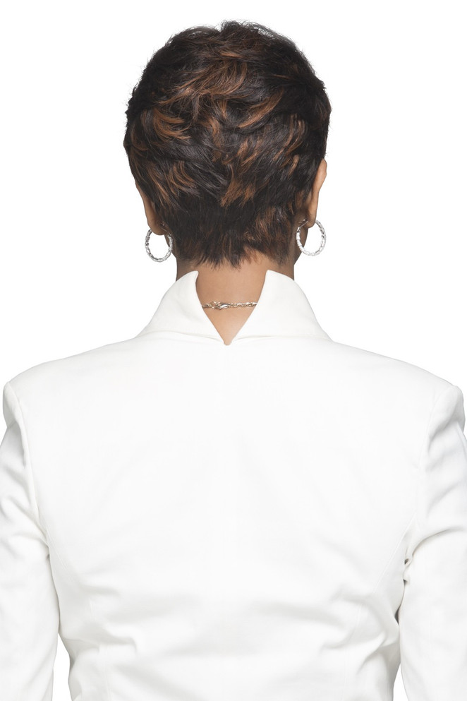H302-V - 100% Human Hair 8" Short Layered Cut Wig - by Vivica Fox
