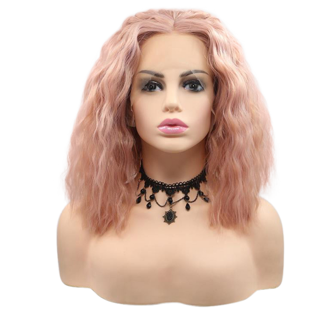 RUBY - Lace Front Heat Resistant Wavy Pink Wig - by Queenie Wigs