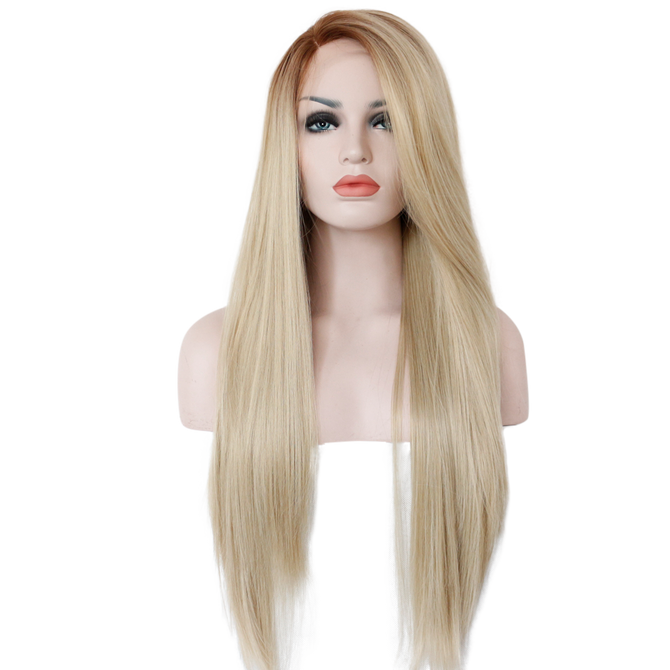 Brooke - Lace Front Heat Resistant Long Blonde Ombre Straight Wig - Queenie Wigs