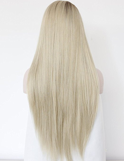 Brooke - Lace Front Heat Resistant Long Blonde Ombre Straight Wig - Queenie Wigs