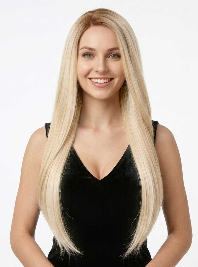 Brooke - Lace Front Heat Resistant Long Blonde Ombre Straight Wig - Queenie Wigs