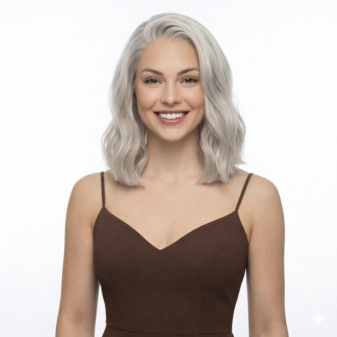 CHANEL - Lace Front Grey Blonde Wavy Bob Wig - by Queenie Wigs