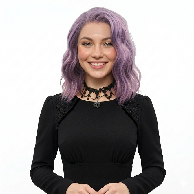 ALANA - Lace Front Wavy Purple Wig - by Queenie Wigs