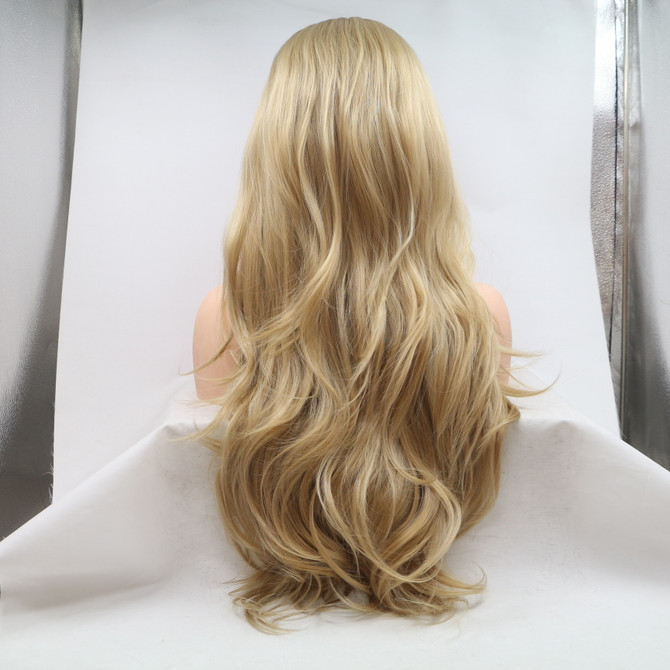 OLIVIA - Lace Front Long Wavy Ombre Blonde Wig - by Queenie Wigs