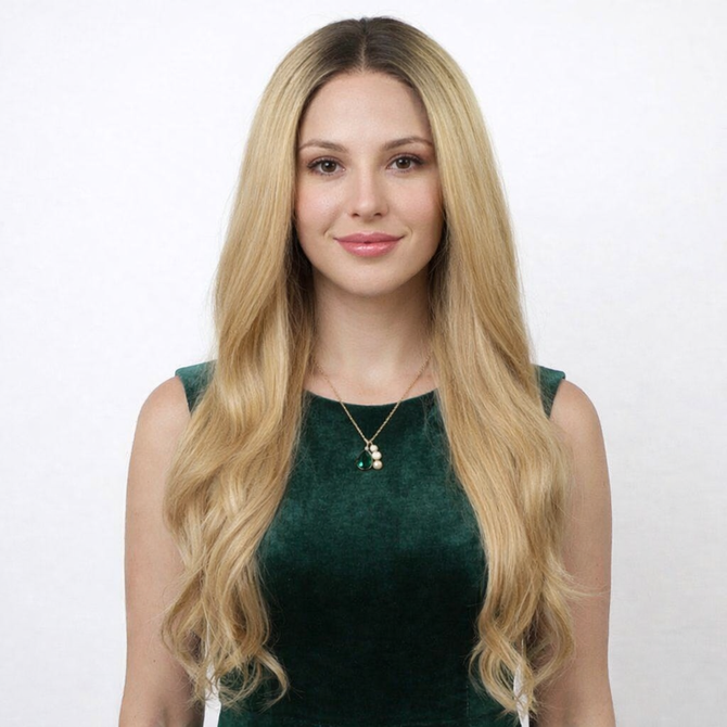 MADDIE - Lace Front Long Golden Blonde Wavy Ombre Wig - by Queenie Wigs