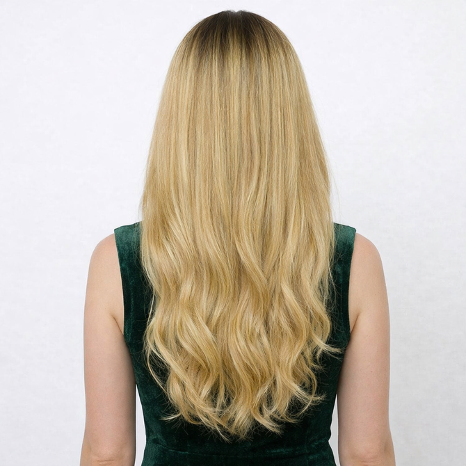 MADDIE - Lace Front Long Golden Blonde Wavy Ombre Wig - by Queenie Wigs