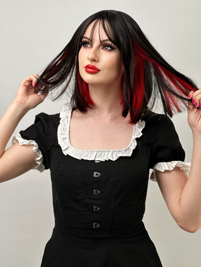 Black & Red Two Tone Heat Resistant Bob  - by Allaura