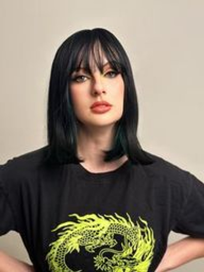 Black & Emerald Green Two Tone Heat Resistant Bob  - by Allaura