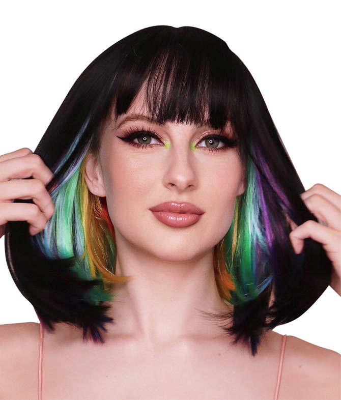 Black & Rainbow Two Tone Heat Resistant Bob  - by Allaura