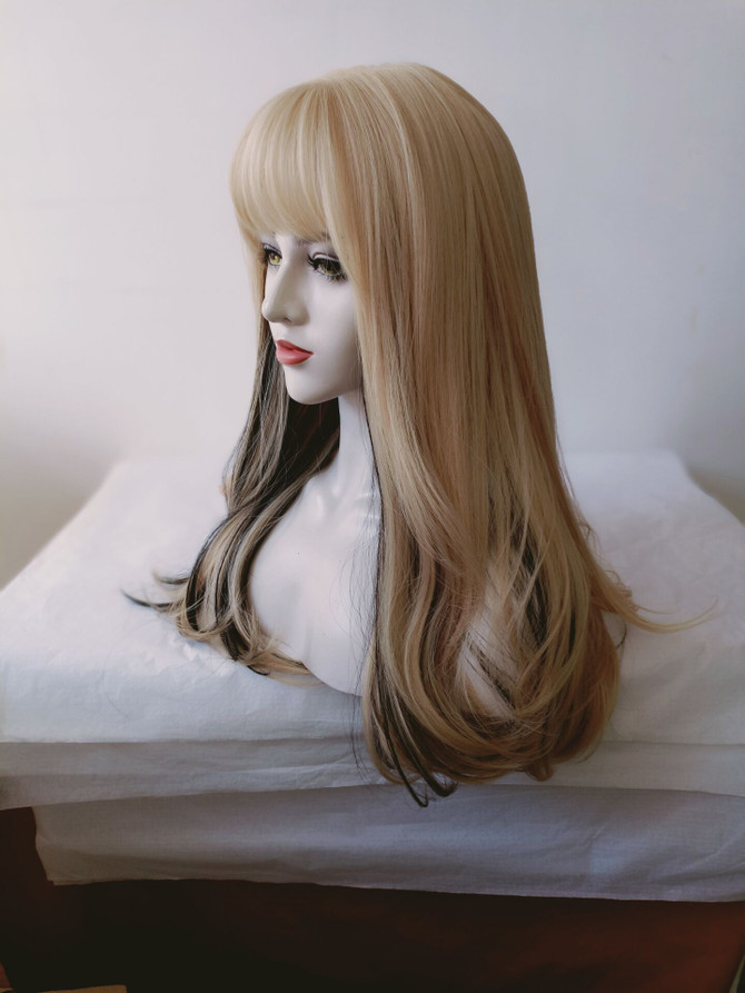 Amy - Long Straight Two Tone Brown Wig with Fringe by Allaura