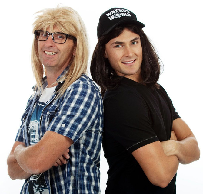Waynes World Costume Duo Pack - Wayne with Cap & Garth with Glasses Costume Set - by Allaura