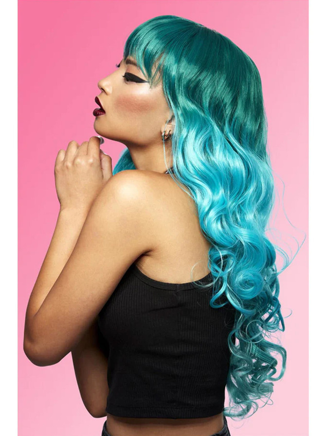 Manic Panic Mermaid Aqua Long Curls with Fringe