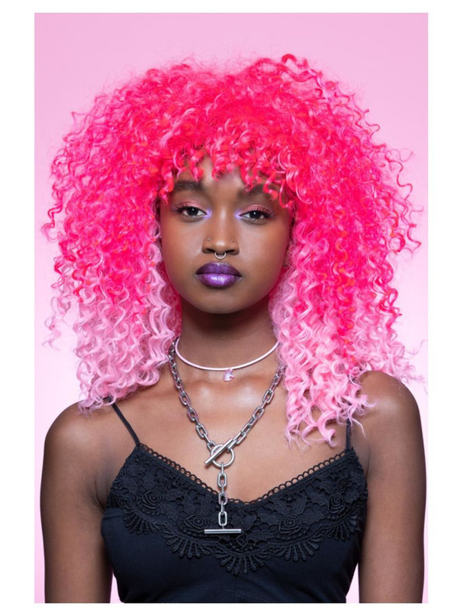 Manic Panic Two Tone Pink Tight Curls with Fringe