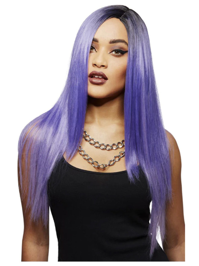 Manic Panic Ombre Two Tone Purple Long Straight Wig with Side Part