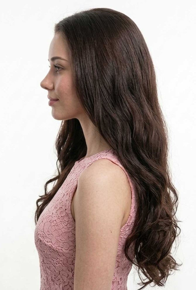 COCO - Lace Front Dark Brown Long Wavy Wig - by Queenie Wigs