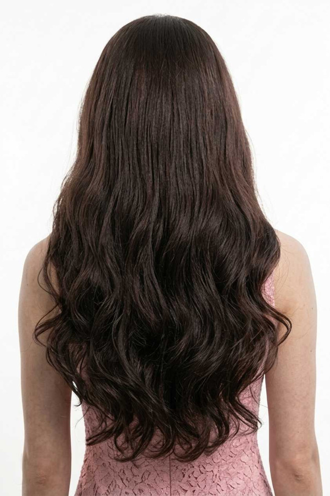 COCO - Lace Front Dark Brown Long Wavy Wig - by Queenie Wigs