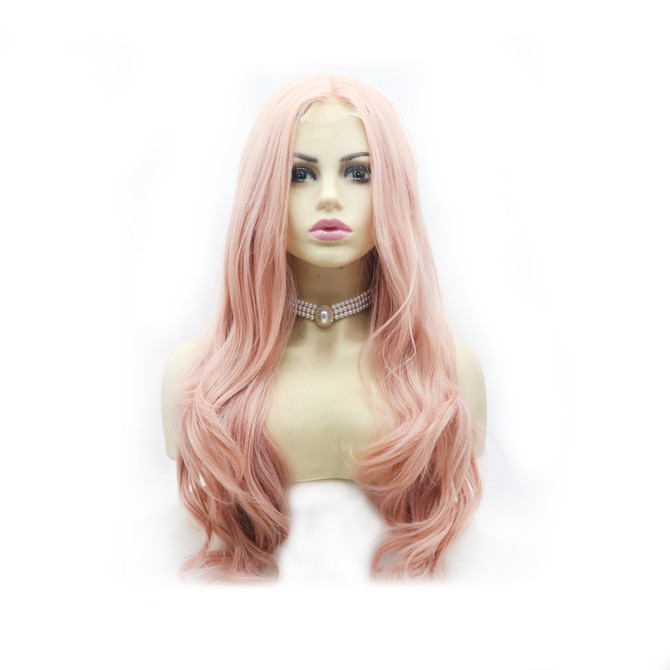 BABY - Lace Front Dusty Pink Long Wig - by Queenie Wigs