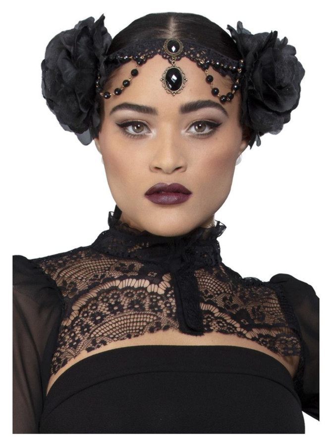 Deluxe Rose Embellished Black Headpiece