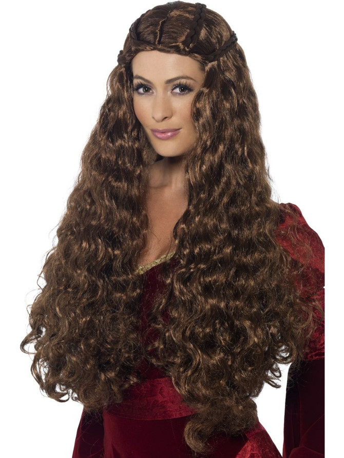 Medieval Princess Brown Extra Long Wig with Plaits