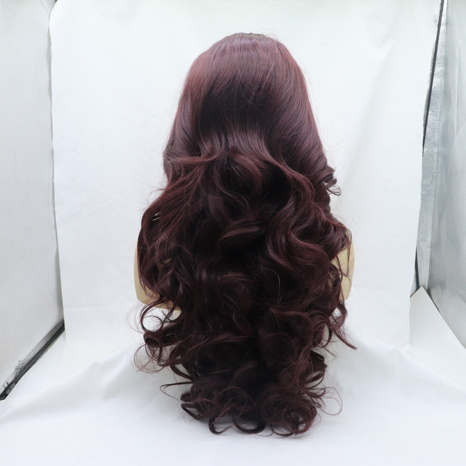 CABERNET - Lace Front Long Burgundy Waves - by Queenie Wigs
