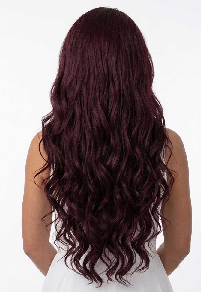 CABERNET - Lace Front Long Burgundy Waves - by Queenie Wigs