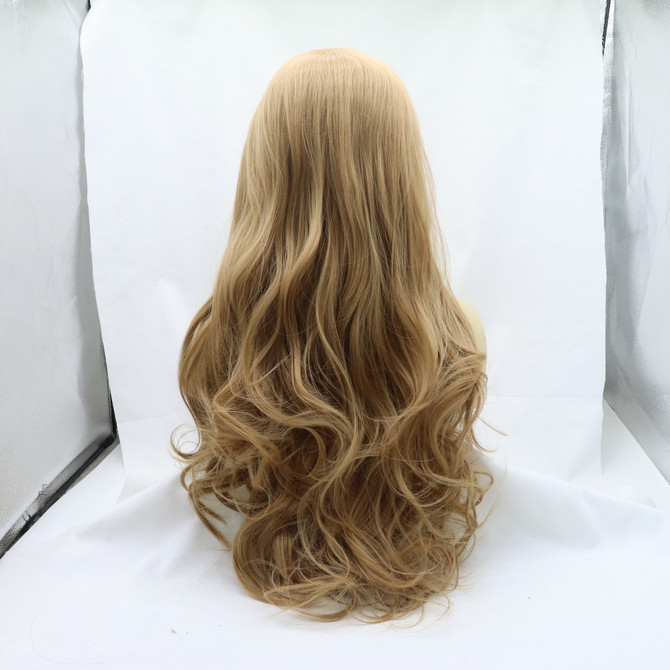BERRY - Lace Front Strawberry Blonde Light Blonde Long Waves - by Queenie Wigs