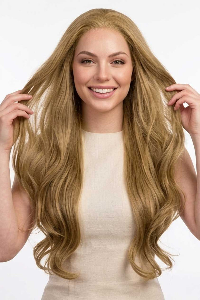 BERRY - Lace Front Strawberry Blonde Light Blonde Long Waves - by Queenie Wigs