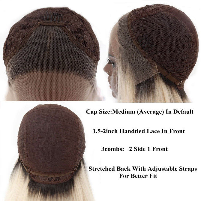 GLACIER - Lacefront Ombre Ice Grey Blonde Waves with Dark Roots - by Queenie Wigs