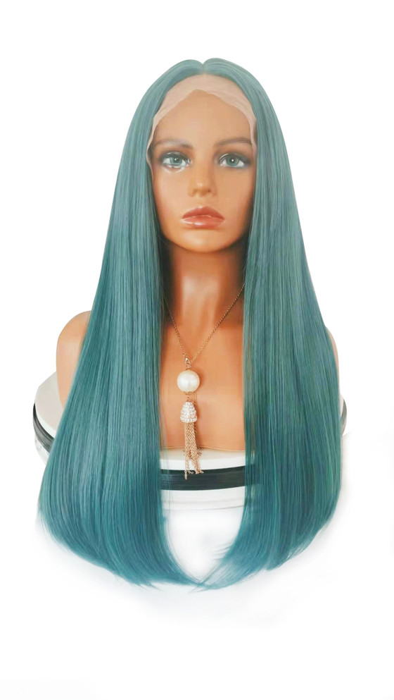 ERICA - Lacefront Light Emerald Green Long Straight Wig - by Queenie Wigs