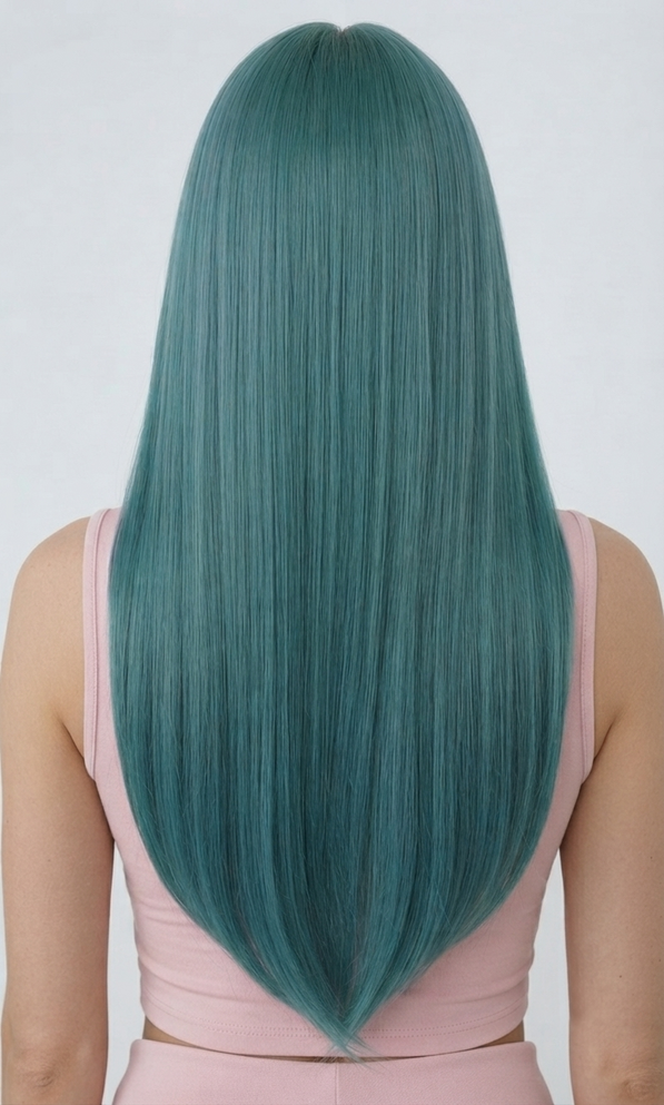 ERICA - Lacefront Light Emerald Green Long Straight Wig - by Queenie Wigs
