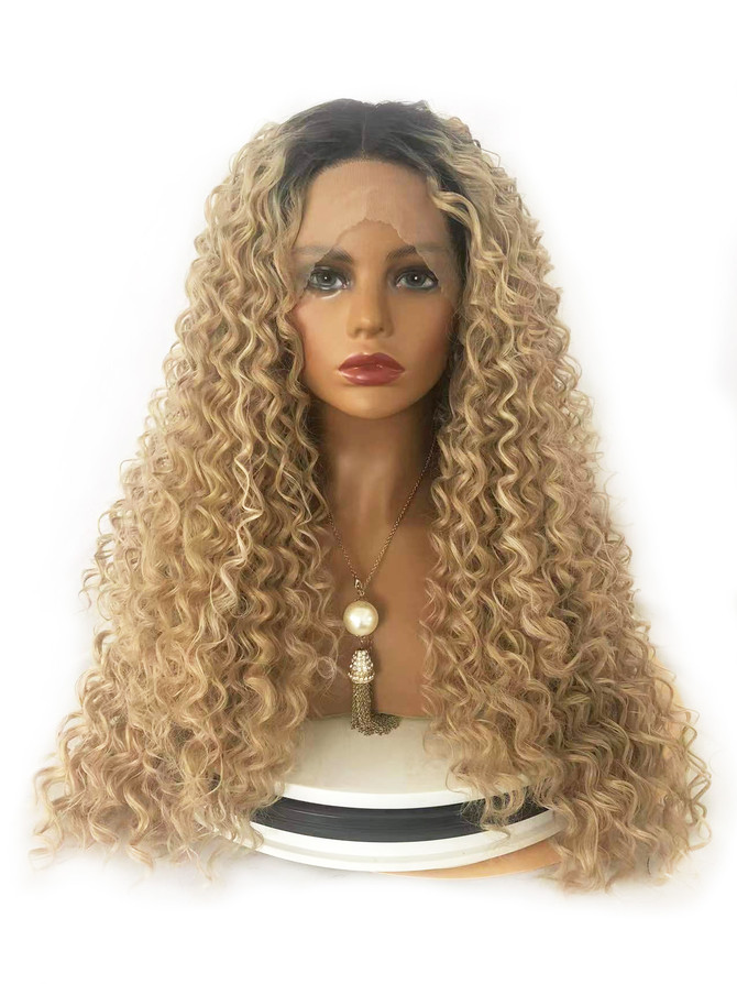 FELICITY - Lacefront Ombre Warm Blonde Tight Spiral Curl - by Queenie Wigs