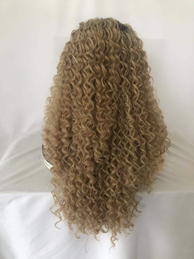 FELICITY - Lacefront Ombre Warm Blonde Tight Spiral Curl - by Queenie Wigs