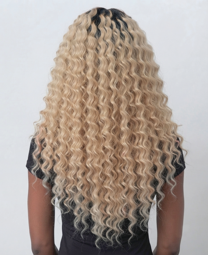 FELICITY - Lacefront Ombre Warm Blonde Tight Spiral Curl - by Queenie Wigs